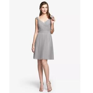 Gather & Gown Knee Length Sz 14 Bridesmaid Fairy Dress Light Gray Tulle Prom Wed